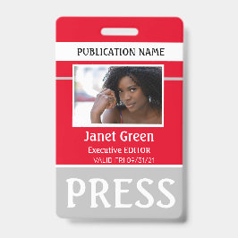 Crachá de Imprensa Repórter ID Personalizado Foto