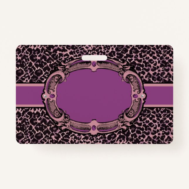 Crachá de Impressão de Cheetah, rosa e roxo (Frente)