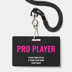 Crachá de Jogador Pro Minimalista de E-Sport Event