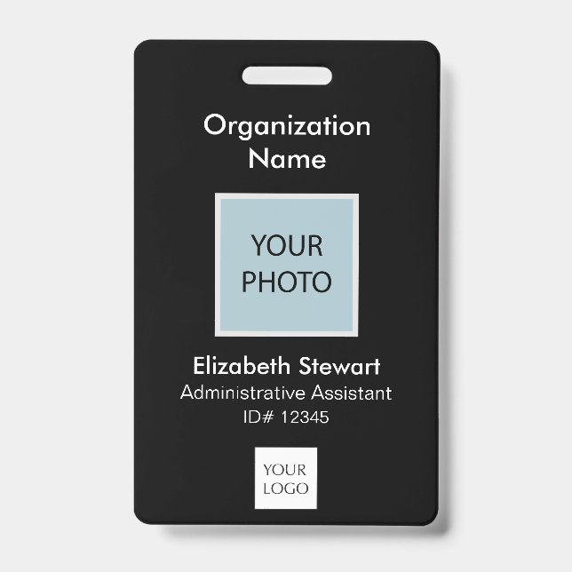 Crachá de logotipo e ID de foto personalizado (Frente)