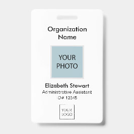 Crachá de logotipo e ID de foto personalizado