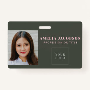 Crachá de logotipo para identificação de foto de f