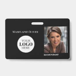 Crachá de logotipo preto para ID de funcionário re