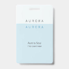 Crachá de Nome Azul de Duas Cores Minimalista