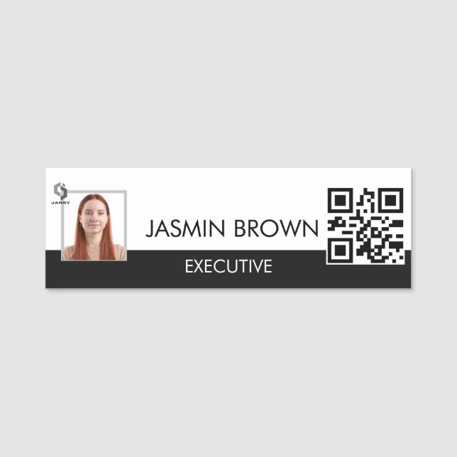 Crachá de Nome & Código QR Personalizado Etiqueta  (Frente)