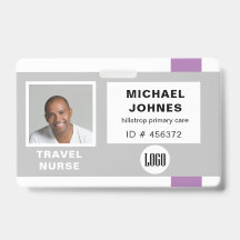 crachá de nome com logotipo e foto do funcionário