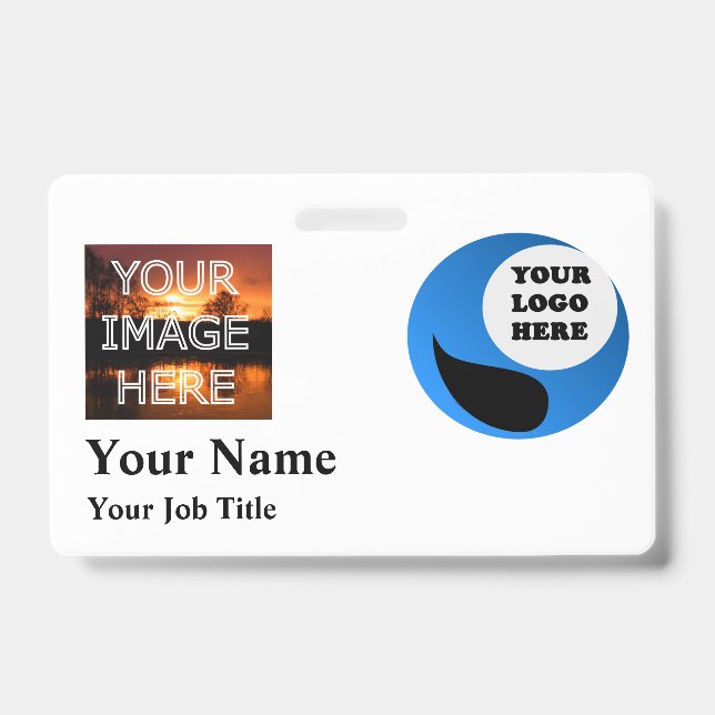 Crachá de Nome com Logotipo Personalizado e Foto (Frente)