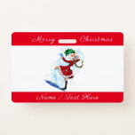 Crachá de nome da festa de Natal Snowman e Dança d<br><div class="desc">Feliz Snowman e Rapariga Tango Festa de Natal Desenho de Cartoon Divertido - Escolha / Adicione seu Texto / Nome / Cor - Faça seu presente especial - Redimensione e mova-se ou remova e adicione elementos / texto com a ferramenta de personalização! Desenho e Design por MIGNED. Por favor, veja...</div>