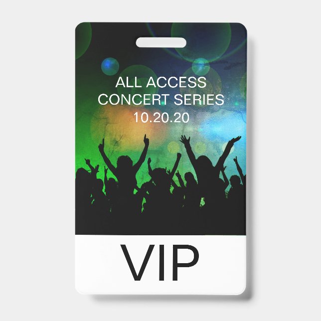 Crachá de Nome de Acesso Total VIP para Concerto P (Frente)