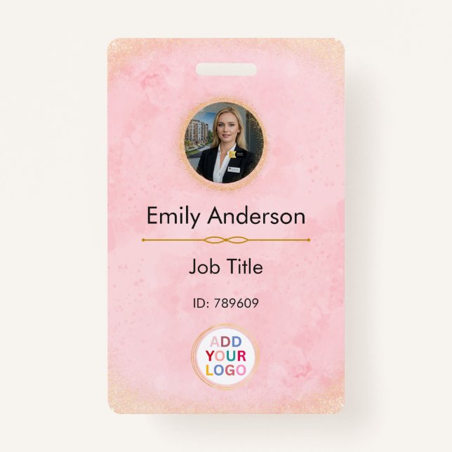 Crachá de nome de foto de funcionário personalizad (Frente)