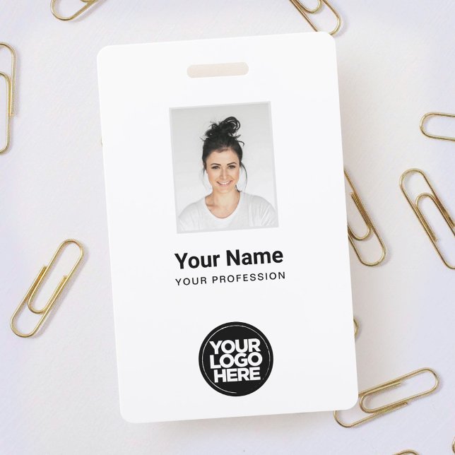 Crachá de Nome de Funcionário Branco Personalizado (Criador carregado)