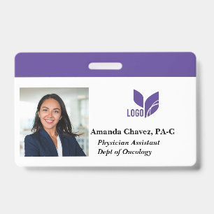 Crachá de Nome de Funcionário Empresarial Roxo Per