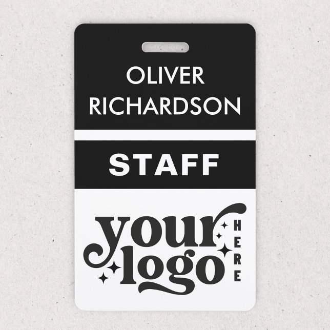 Crachá de Nome de Funcionário Personalizado Logoti (Employee Name Tag Custom Business Logo Staff Event Badge)