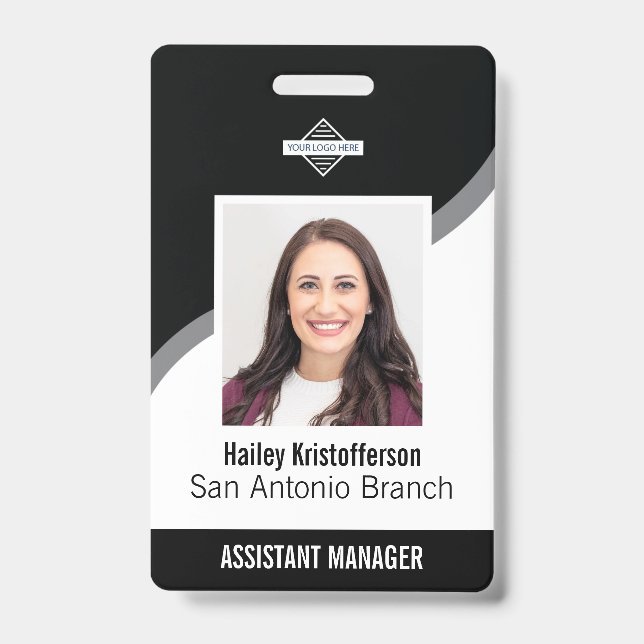 Crachá de Nome de ID de Foto de Logo de Funcionári (Frente)