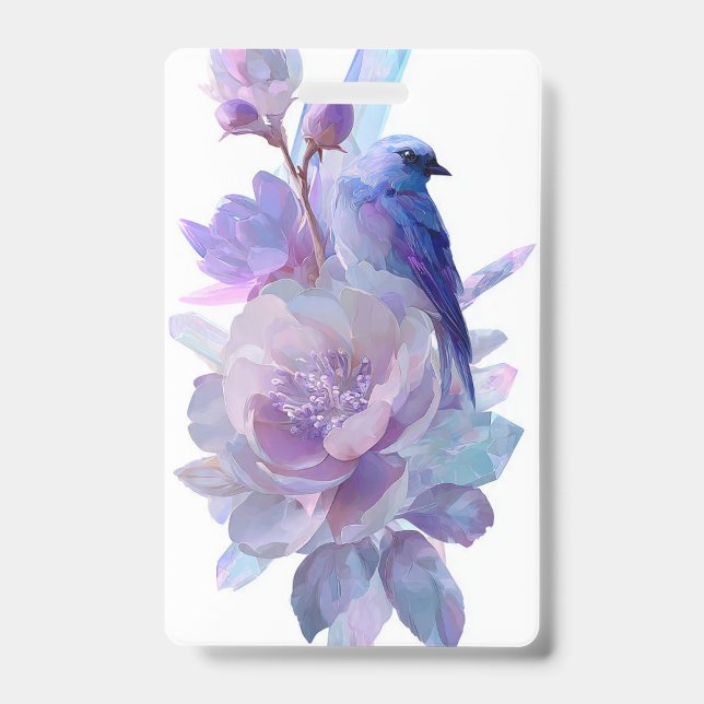 Crachá de Nome de Pássaro Floral Pastel (Frente)