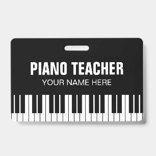 Crachá de nome de professor de música de piano com