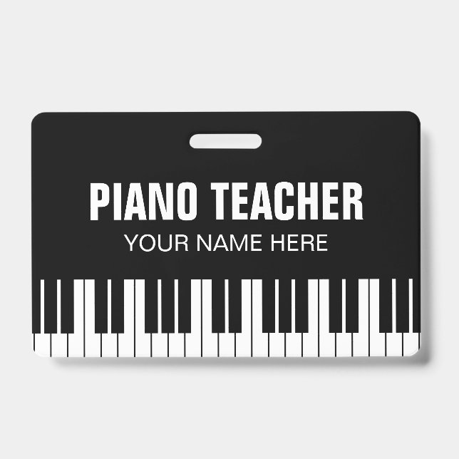 Crachá de nome de professor de música de piano com (Frente)