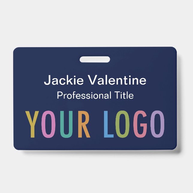 Crachá de nome de PVC azul marinho com clipp Lanya (Frente)