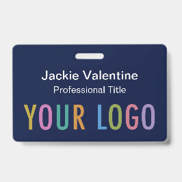 Crachá de nome de PVC azul marinho com clipp Lanya