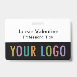 Crachá de nome de PVC preto com clipe ou rolo