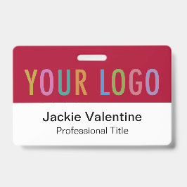 Crachá de nome de PVC vermelho escuro com clipe ou
