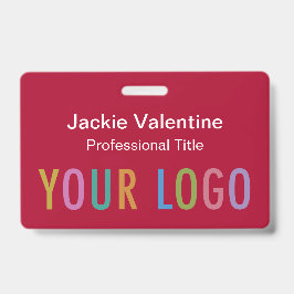 Crachá de nome de PVC vermelho escuro com clipe ro