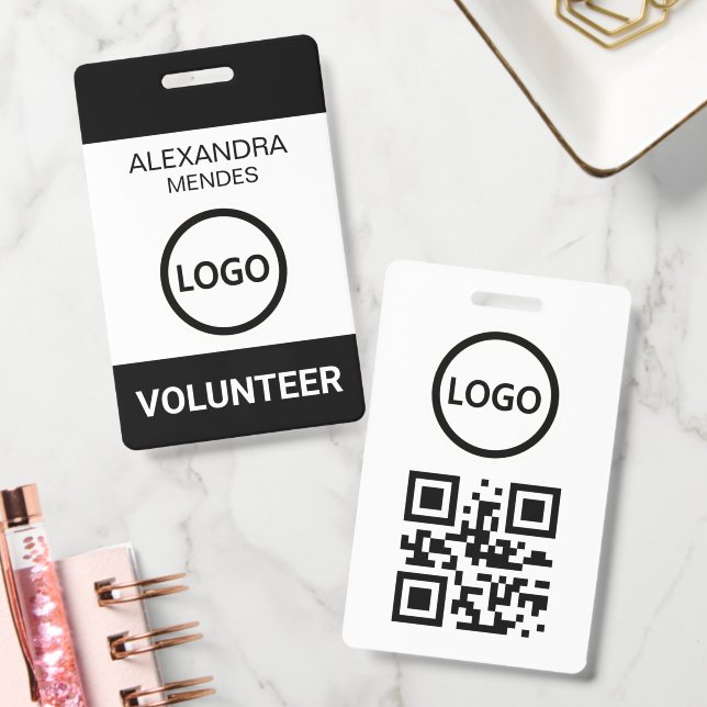 Crachá de Nome de Voluntário com Logotipo Personal (Escritório)