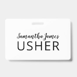 Crachá de Nome do Usher de Assinatura de Script Mo