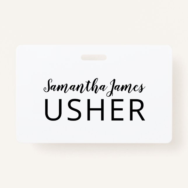 Crachá de Nome do Usher de Assinatura de Script Mo (Frente)