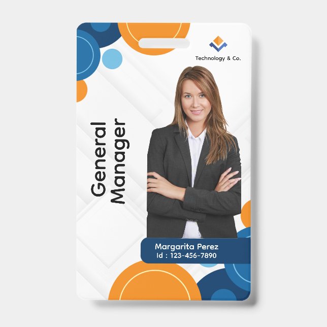 Crachá de Nome Personalizado Botão de ID de Funcio (Frente)