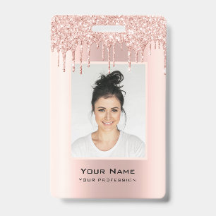 Crachá de Nome Personalizado com Brilho em Rosa Do