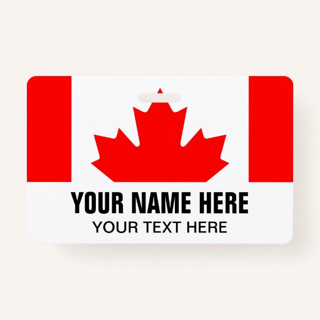 Crachá de nome personalizado com sinalizador canad (Frente)