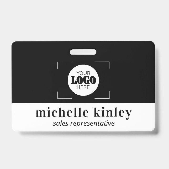 Crachá de nome personalizado em plástico com logot (Frente)