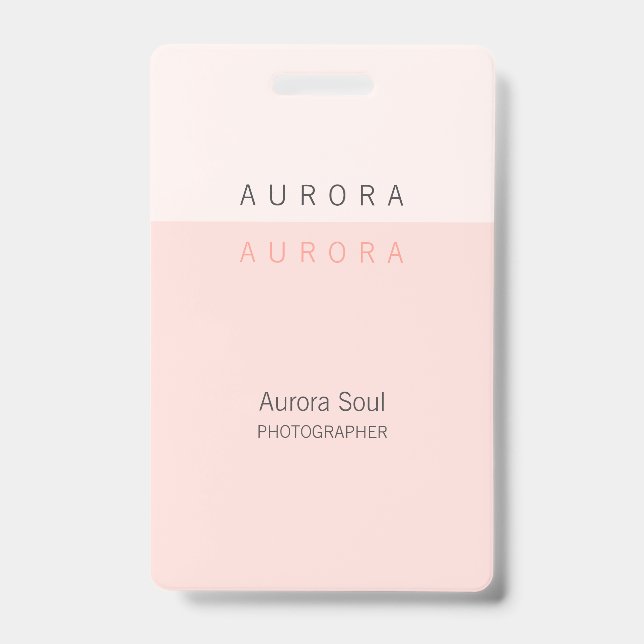 Crachá de nome rosa com duas tonalidades minimalis (Frente)