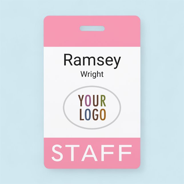 Crachá de Nome Rosa para Funcionário da Equipe com (MISOOK Pink Staff Badge with Logo)