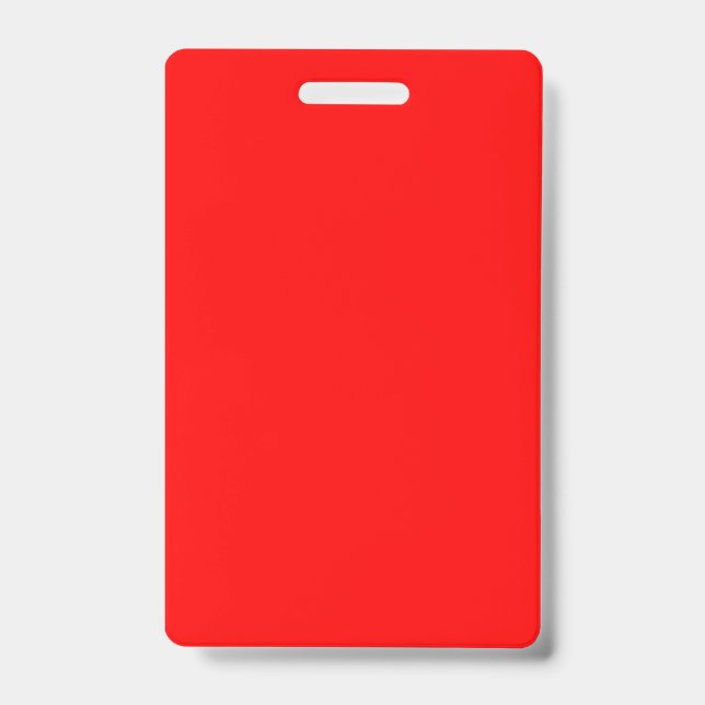 Crachá de Nome Vermelho Sólido Design Minimalista  (Frente)