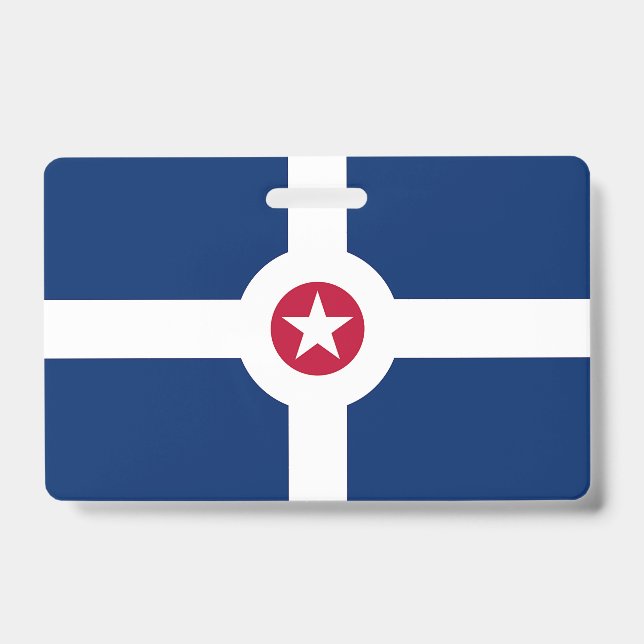 Crachá de nomes com pavilhão da cidade de Indianáp (Frente)