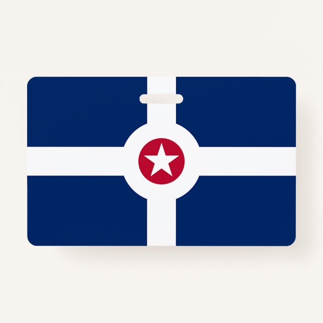 Crachá de nomes com pavilhão da cidade de Indianáp (Frente)