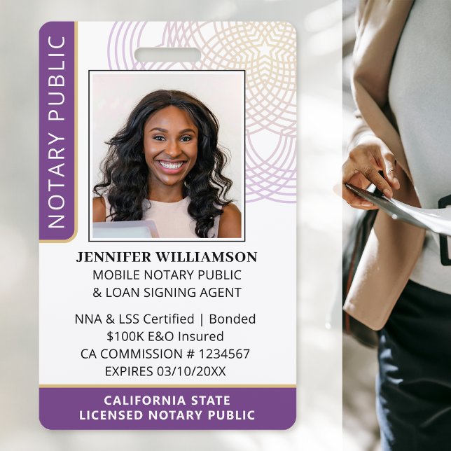Crachá de Notário Público com Código QR e Foto com (Criador carregado)