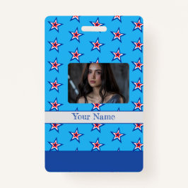 Crachá de padrão branco e vermelho azul brilhante