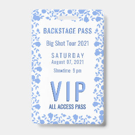 Crachá de Passagem de VIP Floral Azul Bonito Român