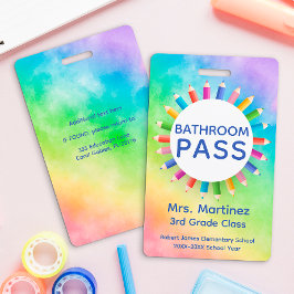 Crachá de passagem para o banheiro da sala de aula