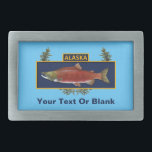 Crachá de pescadores do Alaska Combate<br><div class="desc">Com base num prêmio militar comum, o Crachá de Pescadores de Combate comemora a sobrevivência da pesca de combate no Alasca. Ele apresenta um Salmão Sockeye, na desova da coloração vermelha, em um fundo azul escuro, sobre uma coroa de coníferas. A leitura de texto "ALASKA" está localizada no topo da...</div>