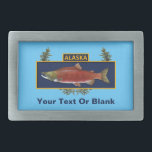 Crachá de pescadores do Alaska Combate<br><div class="desc">Com base num prêmio militar comum, o Crachá de Pescadores de Combate comemora a sobrevivência da pesca de combate no Alasca. Ele apresenta um Salmão Sockeye, na desova da coloração vermelha, em um fundo azul escuro, sobre uma coroa de coníferas. A leitura de texto "ALASKA" está localizada no topo da...</div>