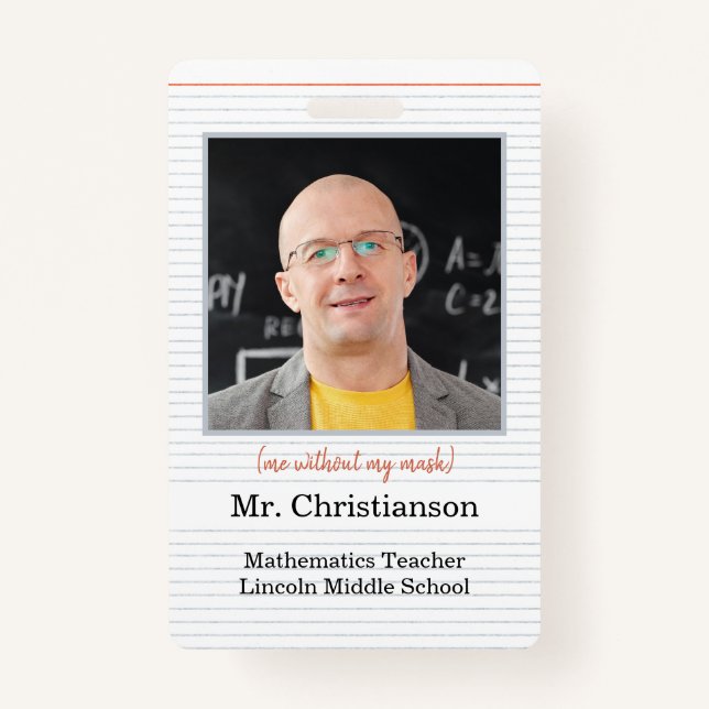 Crachá de Professor de Fotografia, eu sem máscara (Frente)