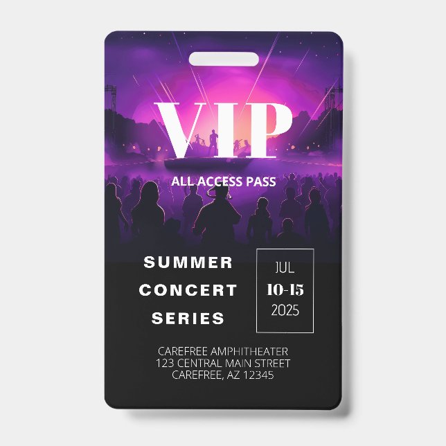 Crachá de QR Code de Ingresso VIP do Concerto (Frente)