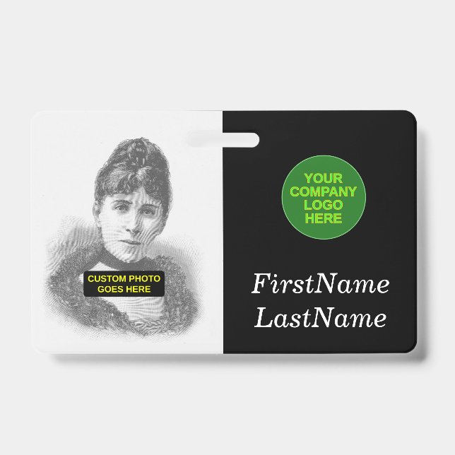 Crachá de retrato simples e básico de funcionário/ (Frente)