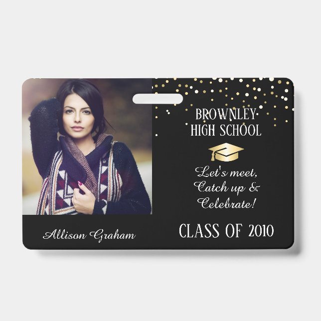 Crachá de Reunião de Faculdade ou Segundo grau (Frente)