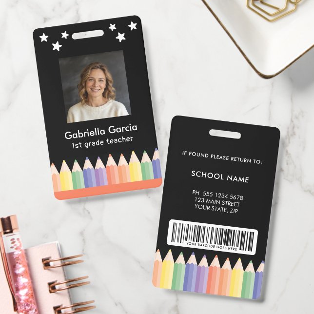 Crachá de Segurança Colorido para Professores de F (Escritório)