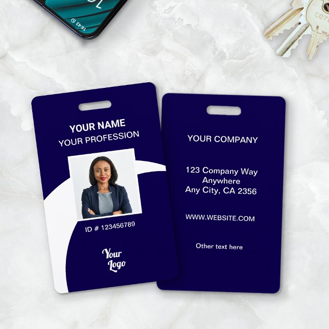 Crachá de Segurança com Foto ID de Funcionário Cor (Navy Work Badge)